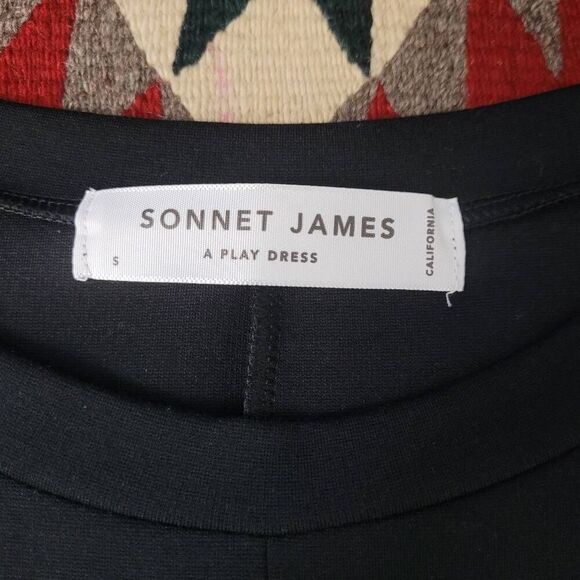 Sonnet James Black A Play Sheath Dress Sz S Knee Length Modest Career Minimalist - Picture 4 of 8